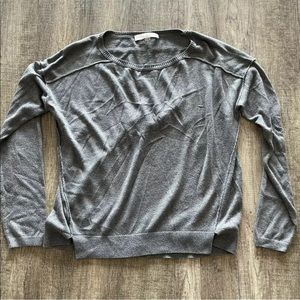 Loft Crew Neck Long Sleeve Gray Pullover Sweater